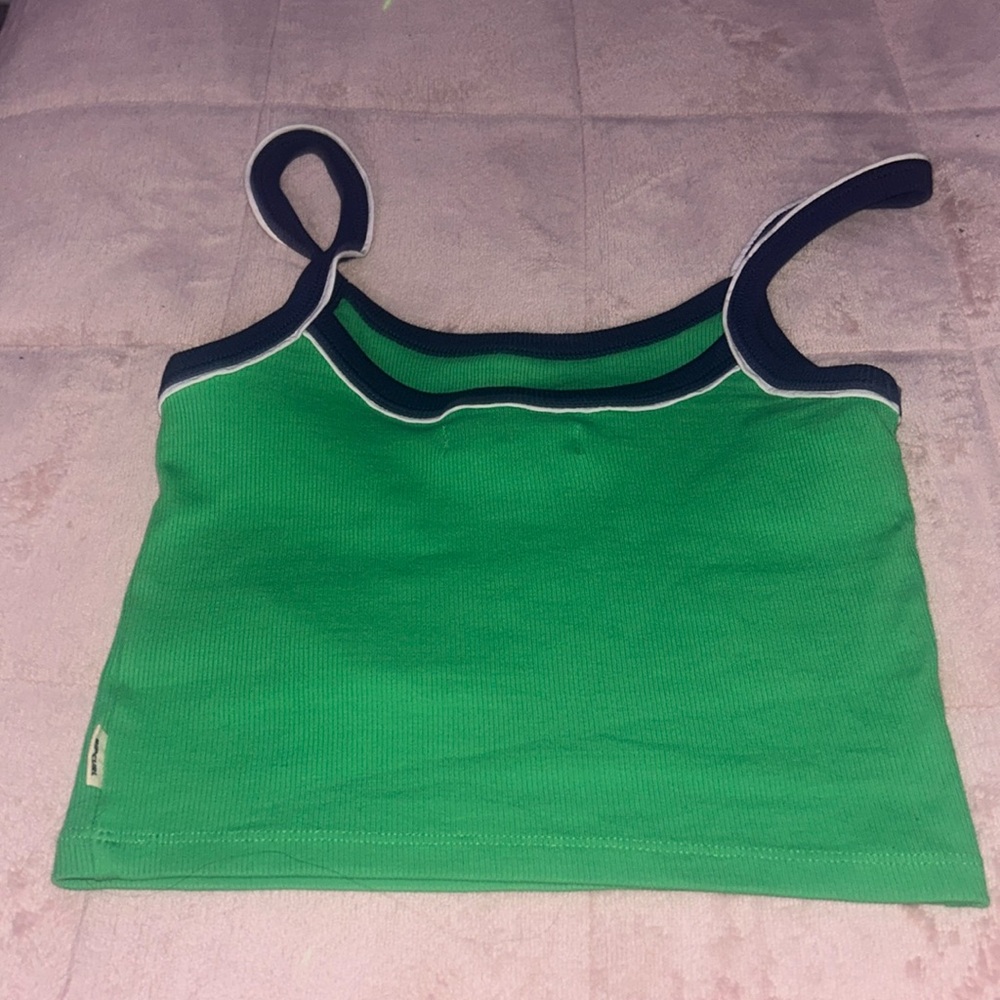 Rip Curl Green Tank Top with White and Pink Trim - Picture 3 of 3